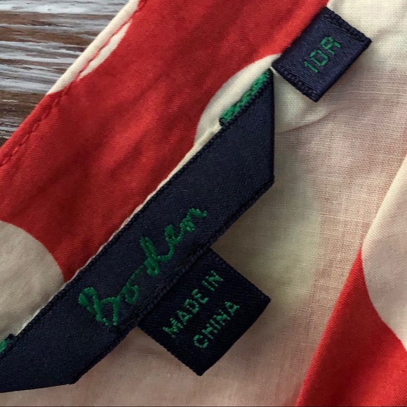 BODEN SLEEVELESS CORAL POLKA DOT DRESS - Picture 5 of 8